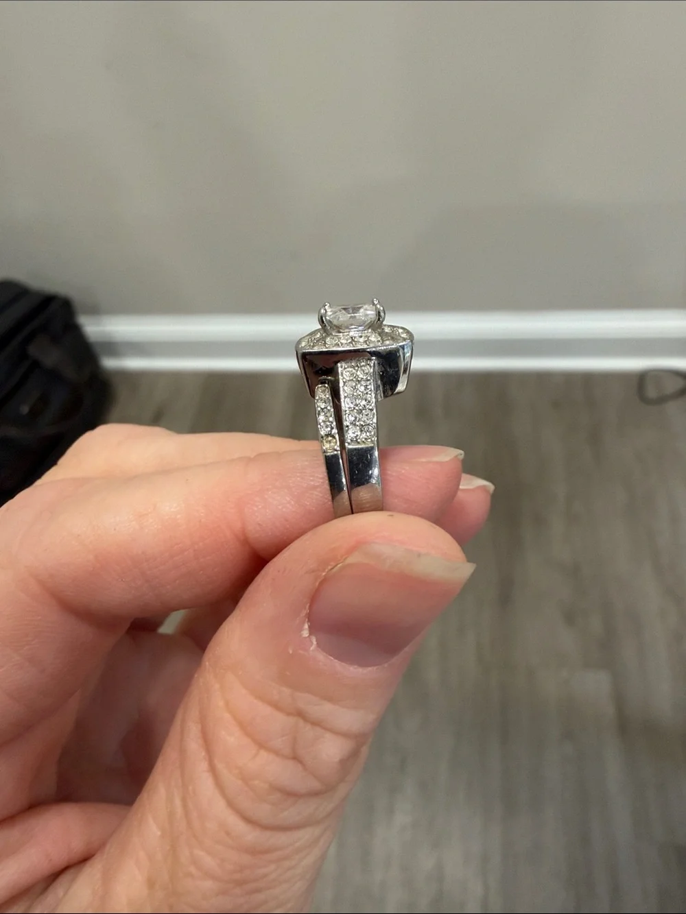 Diamond Halo Cluster Engagement Ring and Band